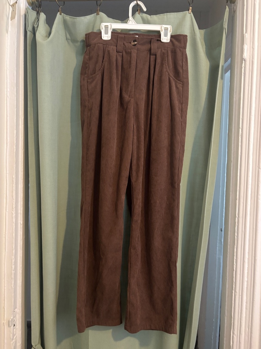 HALARA Brown Corduroy High-Waist Trousers
